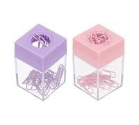 PATIKIL Magnetic Paper Clip Holder Dispenser, 2 Pcs Large Capacity Paper Clip Organizers with Magnetic Top for Desk Supplies, Office, Classroom, Home, Purple, Pink
