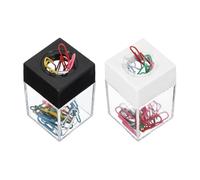 PATIKIL Magnetic Paper Clip Holder Dispenser, 2Pcs Large Capacity Paper Clip Organizers with Magnetic Top for Desk Supplies, Office, Classroom, Home, Black/White(36Pcs, Multicolor Clip)