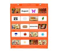 PATIKIL Magnetic Pocket Chart, Small Pocket Chart Mini Double Sided Classroom Pocket Chart Organizer Wall Hanging for Classroom Supplies, Dark Orange
