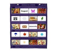 PATIKIL Magnetic Pocket Chart, Small Pocket Chart Mini Double Sided Classroom Pocket Chart Organizer Wall Hanging for Classroom Supplies, Dark Purple