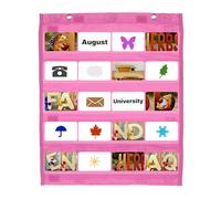 PATIKIL Magnetic Pocket Chart, Small Pocket Chart Mini Double Sided Classroom Pocket Chart Organizer Wall Hanging for Classroom Supplies, Pink