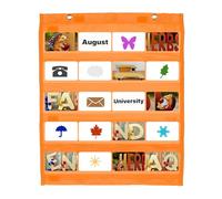 PATIKIL Magnetic Pocket Chart, Small Pocket Chart Mini Double Sided Classroom Pocket Chart Organizer Wall Hanging for Classroom Supplies, Orange