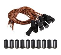 PATIKIL Magnetic Reed Switch, 10 Pack NC Ring Alarm Contact Sensor Wired Recessed Door Sensor Window Contact Switch for Alarm System, Brown