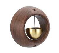 PATIKIL Magnetic Shopkeepers Bell for Door Opening, Woodybeing Door Chime for Business Office Ornaments Hanging Decoration Entrance Fridge Sticker Walnut (Round Bowl)