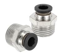 PATIKIL Male Straight Tubing Push to Connect Fittings, 2 Pack Male Straight 1/4 Inch Tube OD x 3/8 Inch NPT Thread Push to Connect Fittings for Air Water