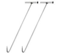 PATIKIL Manhole Hook 23.6 Inch, 2 Pcs 304 Stainless Steel T-Shaped Lid Manhole Cover Lifter with Pointed Tip for Lifting Pulling Storm Drain Cover