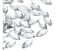 PATIKIL Marquise Gems, 500 Pcs 15x7mm Acrylic Rhinestones Flat Back Navette Horse Eye Crystal Gems for Jewelry Making DIY Craft, White