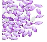 PATIKIL Marquise Gems, 500 Pcs 15x7mm Acrylic Rhinestones Flat Back Navette Horse Eye Crystal Gems for Jewelry Making DIY Craft, Purple