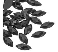 PATIKIL Marquise Gems, 500 Pcs 15x7mm Acrylic Rhinestones Flat Back Navette Horse Eye Crystal Gems for Jewelry Making DIY Craft, Black