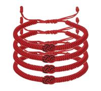 PATIKIL Matching Bracelets for Couple, 4pcs Red Black Knots Braided String Bracelets Adjustable Tibetan Protection String Woven Rope Wristbands for Women Men, Red