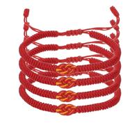 PATIKIL Matching Bracelets for Couple, 4pcs Red Yellow Knots Braided String Bracelets Adjustable Tibetan Protection String Woven Rope Wristbands for Women Men, Red