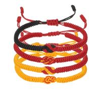 PATIKIL Matching Bracelets for Couple, 4pcs Red Yellow/Red Black Knots Braided String Bracelets Adjustable Tibetan Protection String Woven Rope Wristbands, Red/Yellow/Black Red//Red Yellow