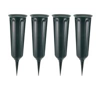 PATIKIL Memorial Vases with Foam Inserts, 4 Pack Plastic Floral Vase with Ground Stake Flower Arrangements for Outdoor Use, Green