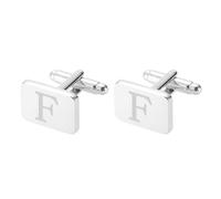 PATIKIL Men Cufflinks, Initial Cufflinks for Men Classic Alphabet Letter F Copper Square Cuff Links with Box 26 Letters A-Z for Father Husband Weddings Gift Business, Silver Tone