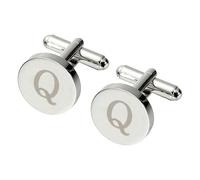 PATIKIL Men Cufflinks, Initial Cufflinks for Men Classic Alphabet Letter Q Copper Round Cuff Links 26 Letters A-Z for Father Husband Weddings Gift Business Birthday, Silver