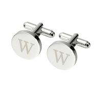 PATIKIL Men Cufflinks, Initial Cufflinks for Men Classic Alphabet Letter W Copper Round Cuff Links 26 Letters A-Z for Father Husband Weddings Gift Business Birthday, Silver