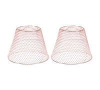 PATIKIL Mesh Lamp Shade, 2pcs Metal Retro Industrial Pendant Light Shade Foldable Lampshade Cover for E26/E27 Bulb Socket Chandelier, Rose Gold