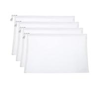PATIKIL Mesh Zipper Bags, 4 Pack Nylon A4 Size Pen Pencil Travel Cases Toiletry Cosmetic Makeup Pouches Zipper Files Purse Organizer for Office, White