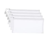 PATIKIL Mesh Zipper Bags, 4 Pack Nylon A6 Size Pen Pencil Travel Cases Toiletry Cosmetic Makeup Pouches Zipper Files Purse Organizer for Office, White