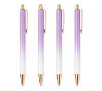 PATIKIL Metal Ballpoint Pen, 4Pcs Retractable Pens Black Ink 1.0mm Point Stylish for Women Gift Teacher Office Note Taking Journaling Style 2, Light Purple/White