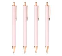 PATIKIL Metal Ballpoint Pen, 4Pcs Retractable Pens Black Ink 1.0mm Point Stylish for Women Gift Teacher Office Note Taking Journaling Style 2, Pink