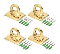 PATIKIL Metal Circle Hook, 4 Pack Stainless Steel Ceiling Hook Wall Mount Loop with Screws for Hanging Ropes Queue Barrier, Gold Tone