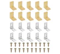 PATIKIL Metal Corner Braces, 20 Pcs L-Shape Shelf Support Corner Brace Right Angle Brackets with Cover for Drawer Shelves Cabinet Repair Fixing, Orange