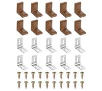 PATIKIL Metal Corner Braces, 20 Pcs L-Shape Shelf Support Corner Brace Right Angle Brackets with Cover for Drawer Shelves Cabinet Repair Fixing, Brown