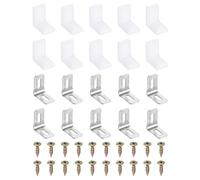 PATIKIL Metal Corner Braces, 20 Pcs L-Shape Shelf Support Corner Brace Right Angle Brackets with Cover for Drawer Shelves Cabinet Repair Fixing, White