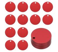 PATIKIL Metal Engraving Blank Tags, 25 Pcs 1.6" Round Aluminum Stamping Blank Tags Round Metal DIY Tag with Hole for Engraving Jewelry Bracelet Necklace Craft Making, Red