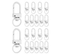 PATIKIL Metal Lobster Claw Clasps, 20 Pack Swivel Lanyards Trigger Snap Hooks Keychain Clips with Key Rings for Making Bags Purses Straps DIY Crafts Necklace Findings, White