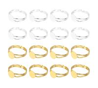 PATIKIL Metal Ring Blanks, 8 mm 40 Pcs Adjustable Finger Round Ring Pad Setting Flat Pad Tray for Jewelry Making Finding DIY Carvings, Gold Silver