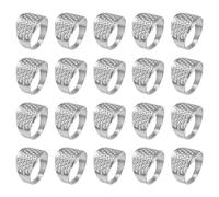 PATIKIL Metal Sewing Thimbles, 20 Pcs Adjustable Finger Protector Shield Thimble Ring for Knitting Craft Needlework, Silver