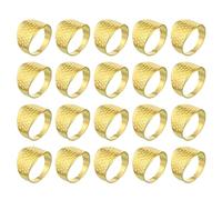 PATIKIL Metal Sewing Thimbles, 20 Pcs Adjustable Finger Protector Shield Thimble Ring for Knitting Craft Needlework, Golden
