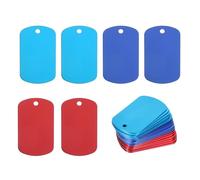 PATIKIL Metal Stamping Blanks Tags 2", 30 Pcs Anodized Aluminum Blank Dog Tags Rectangle Laser Engraving Blanks ID Name Tag with Hole for Pet Craft DIY Decorative, Red/Blue/Light Blue