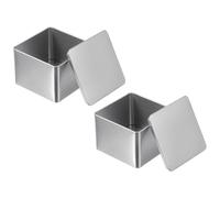 PATIKIL Metal Tea and Tin Set 3.35"x3.35"x2.56", 2 Pcs Metal Storage Airtight Storage Square Container with Lid for Loose Tea Coffee Candy Treats Gifts Spice DIY, Silver