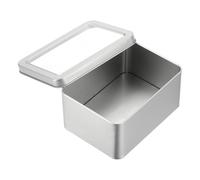 PATIKIL Metal Tin Box, 5.1 x 3.7 x 2.4 Inch Rectangular Storage Tin Box with Lid Portable Tinplate Container with Window for Home Organizer Crafts Gifts Keys Cookies Cards Candles Storage