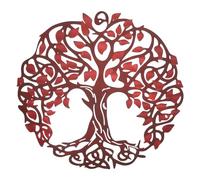 PATIKIL Metal Tree Wall Decor, Tree of Life Wall Sculpture Ornament Hanging Wall Decoration for Home Indoor Outdoor, Red Brown