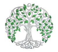 PATIKIL Metal Tree Wall Decor, Tree of Life Wall Sculpture Ornament Hanging Wall Decoration for Home Indoor Outdoor, Green Silver