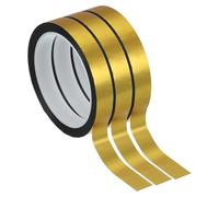 PATIKIL Metalized Polyester Film Tape 15mm x 50 Meters, 3 Pack Metallic Decor Tape Matte Gold Adhesive Mirror Tape for Detailing Accent Wall Graphic Arts Boat Trim Walls