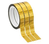 PATIKIL Metalized Polyester Film Tape 18mm x 50 Meters, 3 Pcs Metallic Decor Laser Gold Adhesive Mirror Tape for Detailing Accent Wall Graphic Arts Boat Trim Walls