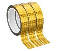 PATIKIL Metalized Polyester Film Tape 25mm x 50 Meters, 3 Pcs Metallic Decor Laser Gold Adhesive Mirror Tape for Detailing Accent Wall Graphic Arts Boat Trim Walls