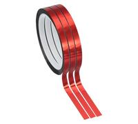 PATIKIL Metalized Polyester Film Tape 8mm x 50 Meters, 3 Pack Metallic Decor Tape Glossy Red Adhesive Mirror Tape for Detailing Accent Wall Graphic Arts Boat Trim Walls