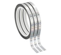 PATIKIL Metalized Polyester Film Tape 8mm x 50 Meters, 3 Pcs Metallic Decor Laser Silver Adhesive Mirror Tape for Detailing Accent Wall Graphic Arts Boat Trim Walls