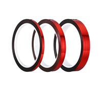 PATIKIL Metalized Tape 0.2/0.4/0.6 Inch x 55 Yards, 3 Roll Mirror Metallic Masking Foil Sticker Self Adhesive for Detailing Accent Wall Graphic Arts, Red