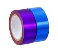 PATIKIL Metallic Washi Tape 15mm x 5m, 2 Pack Art Paper Mirror Masking Foil Sticker Self-Adhesive for DIY Art Craft Wrapping Wedding Decoration, Dark Blue,Purple