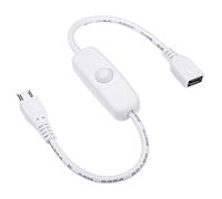 PATIKIL Micro-USB Extension Cable with ON/Off Switch, Female to Male Extension Cords Power Adapter Support Controller Connector for Fans LED Strips, White