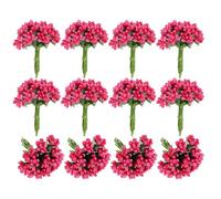 PATIKIL Mini Artificial Pip Berry Picks Bunch, 144Pcs Fruit Flower Stamens for Craft DIY Wreaths Wedding Floral Arrangements Decoration, Rose Red