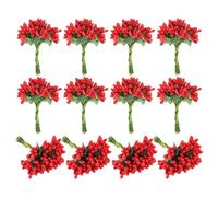 PATIKIL Mini Artificial Pip Berry Picks Bunch, 144Pcs Fruit Flower Stamens for Craft DIY Wreaths Wedding Floral Arrangements Decoration, Red