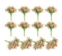 PATIKIL Mini Artificial Pip Berry Picks Bunch, 144Pcs Fruit Flower Stamens for Craft DIY Wreaths Wedding Floral Arrangements Decoration, Gold Tone